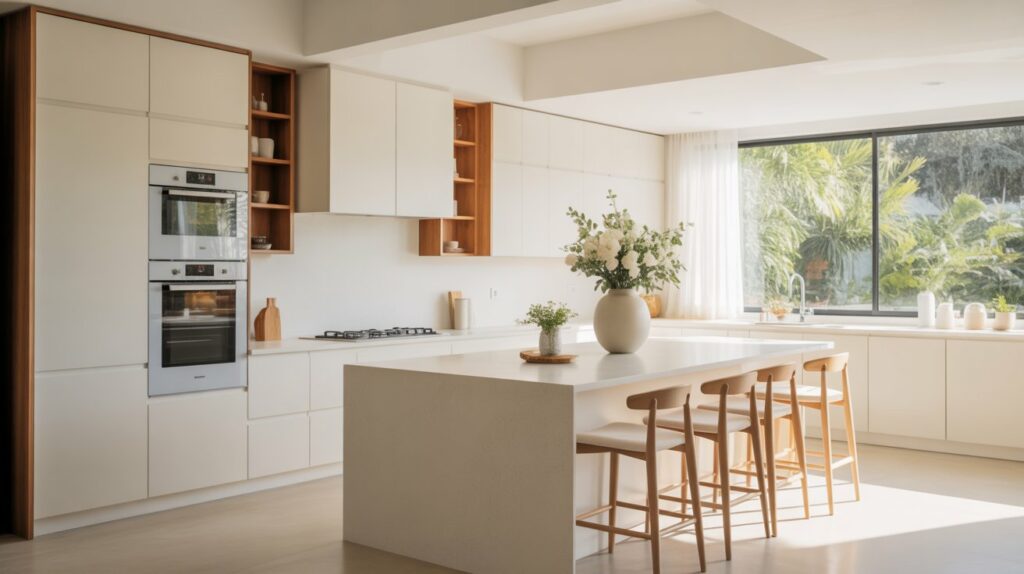 cocina blanca y madera